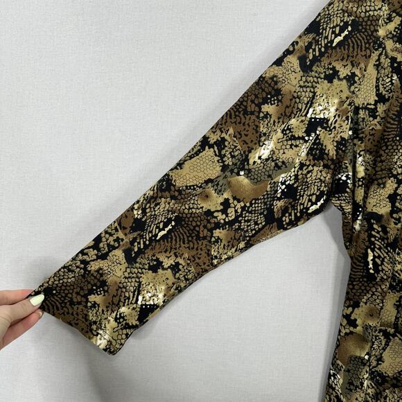 Ulla Popken Tunic Womens 32 Brown Snake Animal Print Button Front Top Travel - Picture 3 of 13